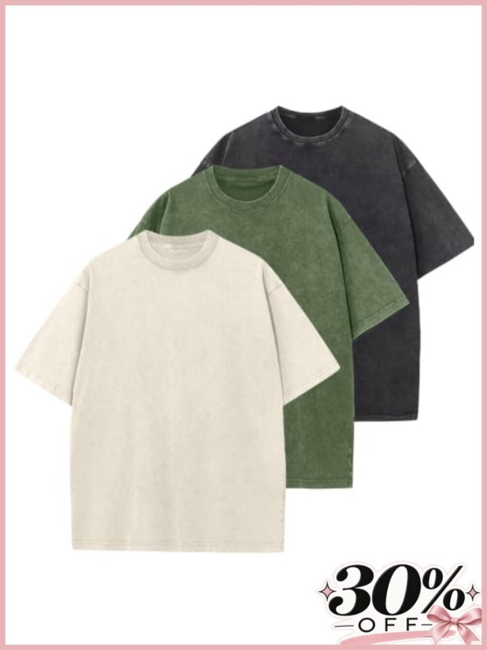 Heavyweight Cotton Oversized Crew Neck Tee Short Sleeve 3 Pack Adult Pullover
